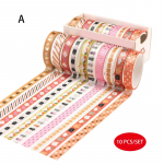 10 tk/komplekt kullast fooliumiga pronksjas Washi teip Armas maalriteip Dekoratiivne kleeplint Kleebis Scrapbooking DIY kirjatarvete kleebis roosa