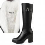 Talvised ehtsast nahast saapad Naiste kingad K&otilde;rge kontsaga s&auml;&auml;rega Naiste pikad saapad Soojad lumesaapad 39