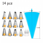 Silikoonist kondiitritoodete kott roostevabast terasest otsik DIY koogikreem kaunistusotsik suu glasuur torustiku kreem k&uuml;psetuskaunistused t&ouml;&ouml;riistad 14pcs