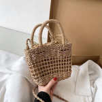 Yogodlns Naiste v&auml;ikesed k&auml;ekotid Rattan Crossbody kott Bohemia suvine rannariba disainiga &otilde;lgkott naistele mood &otilde;lakott rahakott 14x8x15cm beež