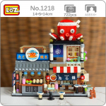 LOZ 1218 Arhitektuur Linn T&auml;nav kaheksajalgade toidupood restoran kass loom 3D miniplokid tellised ehitusm&auml;nguasi ilma kastita