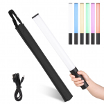 RGB-valgustipulk k&auml;eshoitav videovalgus, kahev&auml;rviline temperatuur 2500K&ndash;9900K 12 taset must