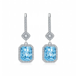 BELLA BOX Luksuslikud naiste kandilised tsirkoonk&otilde;rvar&otilde;ngad, kingitus pulmapeole sinine