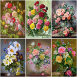 Uus saabumine Teemantmaaling Lilled Teemantkunst Maalimine Tikand K&auml;sit&ouml;&ouml; T&auml;is&uuml;mmargune puur Kodukaunistuse kingitus Full Round 20x25CM