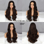 MERISIHAIR pikkade lokkis juustega parukas Tumepruun helepruun segav&auml;rviline pikk parukas ilma tukkideta Naiste juuksed igap&auml;evane kandmine