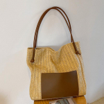 Yogodlnsi suvine &otilde;lgedest naiste kootud &otilde;lakott p&uuml;hade ajal rotangist Beach Bucket komposiitk&auml;ekott 34x9x33cm valge