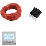 100M k&uuml;ttekaabli ja termostaadi komplekt 12K p&otilde;randasooja juhe 33oomi/m programmeeritava temperatuuriregulaatoriga suits punane