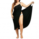 DYS Plus Size Suvine rand Seksikad naiste &uuml;hev&auml;rvilised &uuml;mbriskleidid, bikiinid, kattev sarongid L must