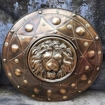 L&otilde;vi n&auml;o &uuml;mmargune kilp, keskaegne raudkilp, kaitsekilp Knight Armor kaitsekilp, 24 tolli, &uuml;mmargune metallkilp,