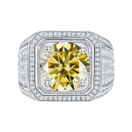 BagueRingen mehe S925 Sterling h&otilde;be ehted Luksuslikud 2k D v&auml;rvi Moissanite Diamon S&otilde;rmus &Auml;rimees Suurus 6-13 Avatud s&otilde;rmused 11 kollane