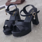 WTEMPO naiste suures suuruses Rooma k&otilde;rge kontsaga sandaalid Naistele m&otilde;eldud mustad valged vabaaja Korea kalasuu sandaalid 35 valge