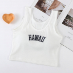 Naiste Hawaii Tikitud Camisole &uuml;hes t&uuml;kis fikseeritud tassiga v&auml;line aluspesu T&auml;navamoe &uuml;mbrispaak One size valge