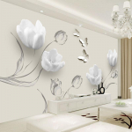 Seinatapeet Kaasaegne seinamaaling 3D stereo tulp liblikas lilled mood elutuba kodukaunistus seinapaberid 3D jaoks 620 cm(W) x 330 cm(H)