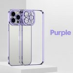 Luksuslik ruudukujuline plaadistusraam l&auml;bipaistev &uuml;mbris iPhone'i 14 13 12 11 Pro Max Mini X Xs Xr 7 8 Plus Se jaoks l&auml;bipaistev pehme silikoonkate For 6Plus or 6SPlus lilla