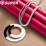 925 h&otilde;bedane 18-tolline maokett O-kujuline j&auml;&auml;tunud ripatsiga kaelakee ehted 45cm