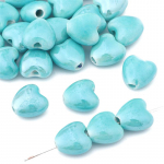 10 tk 10x10 mm v&auml;rvilised s&uuml;damekujulised portselanist vahehelmed k&auml;ev&otilde;ru meisterdamiseks ehete valmistamiseks roheline