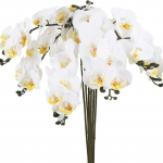 6 tk Kunstlikud orhideevarred Kunstlikud Phalaenopsis lilled P&auml;ris puudutusega orhideed Kunstlillede varred, kunstlikud orhideed kodukaunistuseks valge