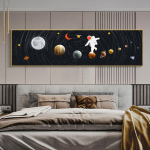 P&auml;ikeses&uuml;steemi l&otilde;uendimaaling Seinakunst Planeedimaalingud Kosmoseastronautide plakatid Elutoa sisekujunduse v&auml;ljatr&uuml;kid Voodikunst Cuadros 60cm&times;170cm NoFrame
