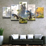 Ilma raamita 5 paneeli Horisont Zero Dawn m&auml;ng Cuadros HD Prinditud seinakunst L&otilde;uend Plakatid Pildid Maalid Elutoa sisekujundus 20x35cm*2 20x45cm*2 20x55cm*1