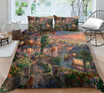 3D-maastiku mustriga voodipesu, &uuml;heinimesevoodi, t&auml;issuuruses multikas maastikuprindiga padjap&uuml;&uuml;r ja tekikate 2 v&otilde;i 3 mugav kodukaunistus UK Single 135x200cm