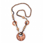 Tere DIY Wood Bohemia Rahvap&auml;raselt kohandatud pika osaga puidust &uuml;mmargune kampsun kaelakee tarvikud kaelakee pruun