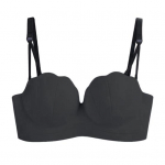 Naiste N&auml;htamatu rinnahoidja Lady Olkaimeta rinnahoidja libisemisvastane riba Push Up Kogumine ilma terasr&otilde;ngata &uuml;hev&auml;rviline seljakinnitus Eemaldatavad rihmad aluspesu M must