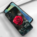 Heledate punaste lilledega telefoni&uuml;mbris iPhone'ile Samsung Galaxy Redmi Xiaomi Oppo OnePlus Note SA 7 8 9 10 11 12 13 14 20 21 22 23 53 54 Pro Max Ultra iPhone 6 or 6S