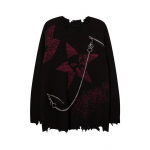 Gooti stiilis Punk Skull silmkoeline kampsun naiste hip-hop, suur džemprid vaba vabaaja auguga pullover Paaritopsid T&auml;navar&otilde;ivad Y2K M must