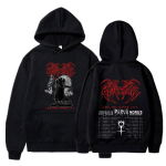 Ghostemane Europe Tour 2019 Kahepoolsed graafilise tr&uuml;kiga kapuutsid Unisex naiste kapuutsiga kampsun Vintage must pikkade varrukatega pullover 2XL black