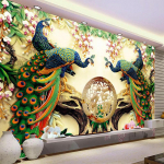 Taustapildid Euroopa stiilis Paabulind Lilled 3D seinamaaling elutuppa Teleri taustasein Klassikaline sisekujundus 200 cm(W) x 140 cm(H)