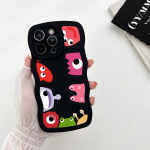 Cartoon Wave Shape pehme &uuml;mbris iPhone'ile Vivo Y35 Y02 Realme C55 C53 11 Tecno Spark 10C Samsung S23 Ultra A53 Redmi Note 12 Note 11 Pro TPU kate Infinix HOT 30 play