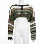 Y2k Stripe &otilde;&otilde;nsad v&otilde;rkkampsunid Smock Crop Tops Naiste Fairycore Oversize kampsun Grunge Goth Cloth S roheline