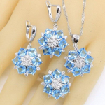 Taevasinine topaas 925 h&otilde;bedane pulmaehtekomplektid naistele k&auml;ev&otilde;ru k&otilde;rvar&otilde;ngad kaelakee ripats s&otilde;rmus pruudi s&uuml;nnip&auml;evakingitus 9