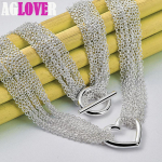 925 h&otilde;bedast kaelakeed naistele mitme joonega s&uuml;dameripatsiga kaelakee ehted 45cm