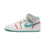 Air Jordan 1 Mid SE PS Multi Knit Laste tossud Valge Pesitud-Teeroheline Kiir-Roosa DM9648-100 28