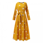 Uued naiste t&auml;pilised Muslim Dubai Abaya Kleidid Bohemia p&uuml;hadepeo maksikleidid S kollane