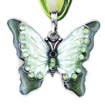 Vintage naiste emailiga liblikas kiviripatsiga kaelakee peoehte kingitus h&otilde;be/roheline