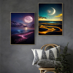 2 pakk 5D Night Moon teemantmaalimise komplekt, DIY teemantkivimaalimise komplektid t&auml;iskasvanutele ja algajatele teemantkunsti k&auml;sit&ouml;&ouml; kodukaunistamise kingitus Round 30x40cm