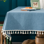 Puuvillane linane laudlina Vee- ja &otilde;likindel pesuvaba laudlina S&ouml;&ouml;gitoa laud Ristk&uuml;likukujuline tutiga laudlina 110*160cm