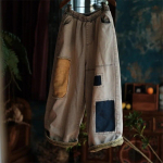 Johnature naiste vintage teksariidest laia s&auml;&auml;rega p&uuml;ksid Patchwork PATCH lahtised p&uuml;ksid talve elastne v&ouml;&ouml;koht pluss puuvillased soojad p&uuml;ksid One Size helehall v&auml;rv