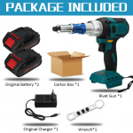 2,4&ndash;5,0 mm 88 VF harjadeta elektriline neetip&uuml;stoli akutrelli sisestus Automaatne neetimist&ouml;&ouml;riist Makita 18 V aku jaoks 2*Batteries