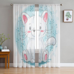 Armsad kassi l&auml;bipaistvad kardinad magamistoa elutuppa t&uuml;llkardinad k&ouml;&ouml;giakna jaoks Voile kardinad 135W x 114H(cm)