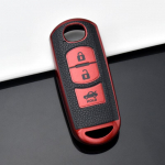 Nahk+TPU auto kaugjuhtimispuldi kaane &uuml;mbris korpuse pult Mazda jaoks 2 3 5 6 CX-3 CX-5 CX-7 CX-9 CX8 Speed ​​Miata MX5 2016 2017 2018 Tarvikud Key Case punane