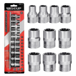 WISEUP 10 tk 1/2 ; Drive Universal Spline pesa komplekt 12-punktiline Cr-V pesa auto remondi k&auml;sit&ouml;&ouml;riistade komplektide jaoks, meeterm&otilde;&otilde;dustik 8-19 mm 12 Pcs Set