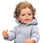NPK 55 cm Reborn Baby Boy Yannik lokkis juustega kombinesoon Vin&uuml;&uuml;l silikoonist elutruu beebide nukum&auml;nguasjad lastele brown