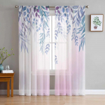 Taimed Lilled Taimed Akvarellid Maakohad T&uuml;ll Voile Kardinad Magamistoa Elutoa Aknakardin L&auml;bipaistvad organza kardinad 135W x 114H(cm)