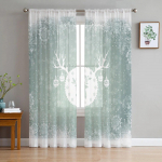Christmas Star Deer Magamistoa l&auml;bipaistev l&auml;bipaistev kardinad p&uuml;hadekaunistuste aken Voile t&uuml;llkardin 135W x 114H(cm)