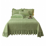 Paksustatud sametist voodikate, tepitud pehme voodilina, tikand, volangidega seelik, Queen- ja King-suurus, 3 tk, dropshipping 250x270cm 98x106inch