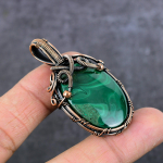Malachite Gemstone Handmade Copper Wire Wrap Jewelry Pendant 2.17 c7f41