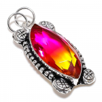 Natural Bi-Color Tourmaline Gemstone 925 Sterling Silver Pendant 2.29 t0o60